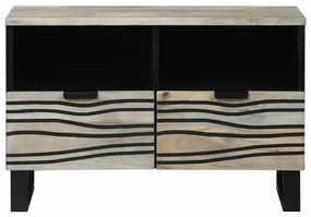vidaXL Ντουλάπι TV με συρτάρι Λευκό 70 x 33 x 46 εκ Μασίφ ξύλο μάνγκο