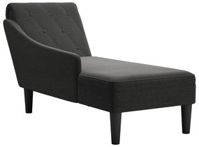 Ανάκλιντρο Σκούρο Μαύρο Υφασμάτινο με Μαξιλάρι και Μπράτσο