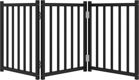 vidaXL Διαχωριστικό Σκύλων Πτυσσόμενο 3 Πάνελ Μαύρο 150 εκ Μασίφ Ελάτη