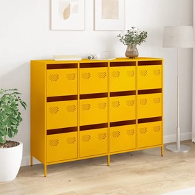 vidaXL Sideboard Μουστάρδα κίτρινη 135x39x103,5cm Ατσάλι ψυχρής έλασης