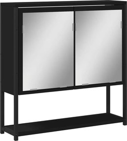 vidaXL Καθρέφτης Μπάνιου με Ντουλάπι Μαύρος 60x16x60 εκ. Επεξ. Ξύλο