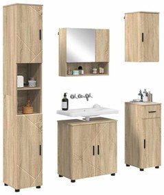 vidaXL Σετ Επίπλων Μπάνιου με πόρτα 5 pcs Sonoma Δρυς 61 x 35 x 64 εκ.