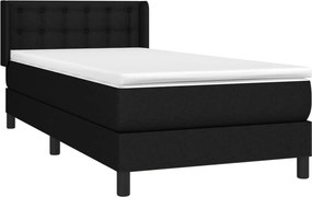 vidaXL Κρεβάτι Boxspring με Στρώμα Μαύρο 90x190 εκ.Υφασμάτινο
