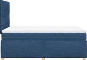 vidaXL Κρεβάτι Boxspring με Στρώμα Μπλε 120x200 εκ. Υφασμάτινο