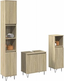 vidaXL Σετ Επίπλων Μπάνιου 3 Τεμαχίων Sonoma Δρυς Επεξεργασμένο Ξύλο