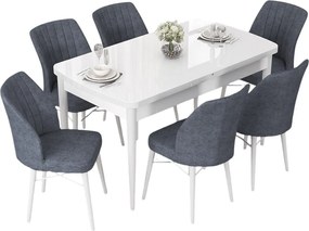 Extendable Dining Table &amp; Chairs Set (7 Pieces) Nef - White, Fume White
Fume