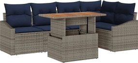 vidaXL Σετ Καναπέ Κήπου με αποθήκευση 6 pcs Γκρι Πολυ ράταν