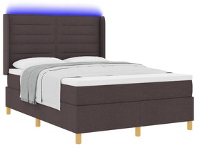 vidaXL κρεβάτι με τεντωμένη βάση  με στρώμα και LED καφέ σκούρο 140x190 εκ. από ύφασμα