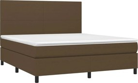 vidaXL Κρεβάτι Boxspring με Στρώμα &amp; LED Σκ.Καφέ 160x200εκ. Υφασμάτινο