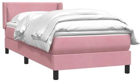 vidaXL Κρεβάτι Boxspring με Στρώμα Ροζ 80x220 εκ. Βελούδινο