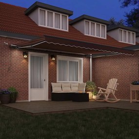 vidaXL Τέντα Πτυσσόμενη Αυτόματη με LED Μπορντό 450x300 εκ.