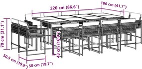 vidaXL Σετ Τραπεζαρίας Κήπου 13τεμ. Μαύρο από Συνθ. Ρατάν με Μαξιλάρια