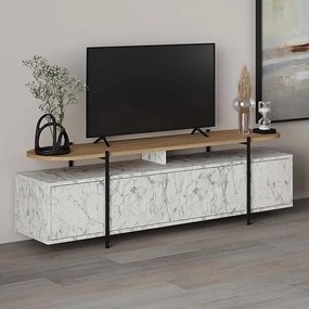 Έπιπλο τηλεόρασης Hanley λευκό εφέ μαρμάρου 160x35x48εκ