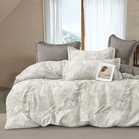 Πάπλωμα Ivory (Σετ 3τμχ) Grey-Ivory Ρυθμός Υπέρδιπλo 220x240cm 100% Βαμβακοσατέν
