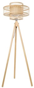01989 GloboStar® POPPY 01989 Boho Επιδαπέδιο Φωτιστικό Μονόφωτο 1 x E27 IP20 Μπεζ Ξύλο - Μ58 x Π58 x Υ149cm