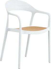 Πολυθρόνα Ember στοιβαζόμενη pakoworld με UV protection PP μπεζ- λευκό 52.5x56.5x81εκ.