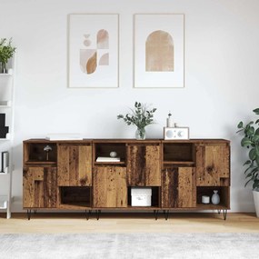 vidaXL Πλαϊνό γραφείο 3 pcs Παλιό ξύλο 60 x 35 x 70 cm
