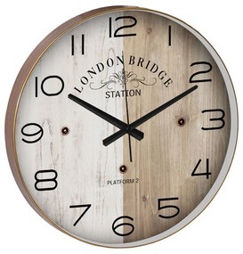 Ρολόι Τοίχου London Bridge 838103 Φ40cm Brown-Black-Natural Ankor Πλαστικό