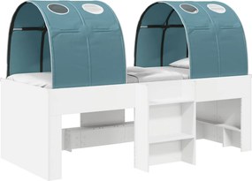 vidaXL Κρεβάτι με Σήραγγα 3 τεμ. Λευκό και Γαλάζιο Επεξεργασμένο Ξύλο