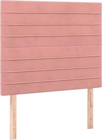 vidaXL Κρεβάτι Boxspring με Στρώμα &amp; LED Ροζ 90x200 εκ. Βελούδινο