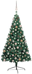 vidaXL Χριστ. Δέντρο Μισό Προφωτισμένο Τεχνητό Μπάλες Πράσινο 240εκ