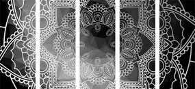 Εικόνα 5 τμημάτων ασπρόμαυρη Mandala - 100x50
