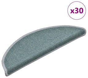vidaXL Πατάκια Σκαλοπάτια 30 τεμ. 56x17x3 εκ. Θαλασσί Ημίκυκλα