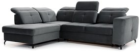 Γωνιακός καναπές Κρεβάτι BELAVIO L, με αποθηκευτικό χώρο, γκρί σκούρο 272x107x207cm-Αριστερή γωνία-BOG9034