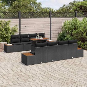 vidaXL Σέτ φαγητού για κήπο 9 pcs Μαύρο, Καφέ 100 x 55 x 73 εκ