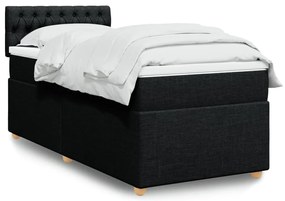 vidaXL Κρεβάτι Boxspring με Στρώμα Μαύρο 90x190 εκ.Υφασμάτινο