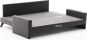 Τριθέσιος Καναπές Κρεβάτι Ανθρακί BELLA 81x208x85