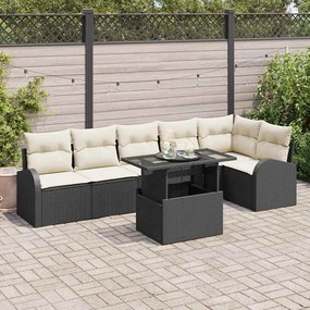 vidaXL Σετ Καναπέ Κήπου 7 pcs Μαύρο και κρεμ 100 x 55 x 73 εκ