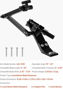 VEVOR Lawn Mower Blade Sharpener 15°-45° Adjustable Lawnmower Blade Sharpener