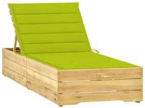 vidaXL Ξαπλώστρα Εμποτισμένο Ξύλο Πεύκου με Φωτεινό Πράσινο Μαξιλάρι