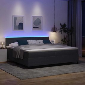 vidaXL LED Κρεβάτι με βάθρο Σκούρο Γκρι και Λευκό 200 x 200 cm