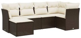 vidaXL Σαλόνι Κήπου Σετ 6 Τεμαχίων Καφέ Συνθετικό Ρατάν με Μαξιλάρια