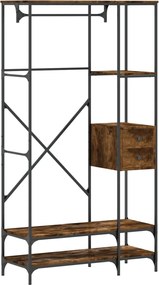 vidaXL Κρεμάστρα Ρούχων με Ράφια Καπνιστή Δρυς από Επεξεργασμένο Ξύλο