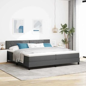 vidaXL Κρεβάτι με Μαξιλάρι Στρώμα Σκούρο Γκρι 200x200 εκ. Υφασμάτινο