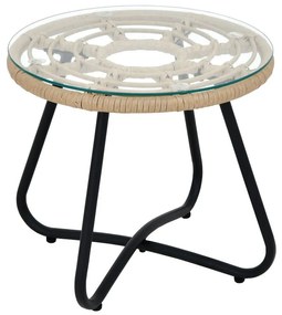 Τραπέζι Κήπου ArteLibre HOWARD Φυσικό/Μαύρο Μέταλλο/Rattan Φ45x40cm