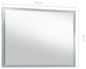 Καθρέφτης Μπάνιου Τοίχου με LED 100 x 60 εκ. - Ασήμι