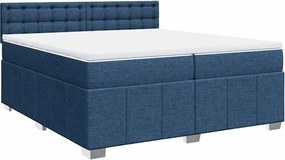 vidaXL Κρεβάτι Boxspring με Στρώμα Μπλε 200x200 εκ. Υφασμάτινο