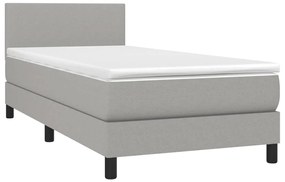 vidaXL Κρεβάτι Boxspring με Στρώμα &amp; LED Αν.Γκρι 80x200 εκ. Υφασμάτινο