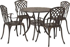 vidaXL Σέτ φαγητού για κήπο 5 pcs Μπρονζέ Αλουμίνιο