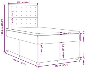 Κρεβάτι Boxspring με Στρώμα Σκούρο Καφέ 120x200 εκ. Υφασμάτινο - Καφέ