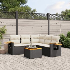 vidaXL Patio Sofa Set 6-θέσια Black and Cream