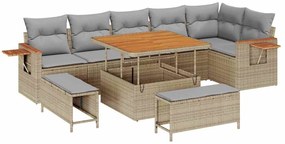 vidaXL Σετ Καναπέ Κήπου 9 pcs μπεζ και ανοιχτό γκρι 100 x 100 x 71 cm