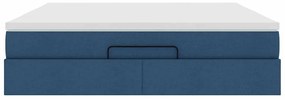 vidaXL Οθωμανικό κρεβάτι με στρώμα μπλε 160x200cm ύφασμα