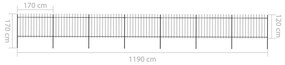 vidaXL Κάγκελα Περίφραξης με Λόγχες Μαύρα 11,9 x 1,2 μ. από Χάλυβα
