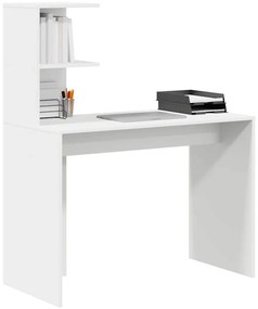 vidaXL Γραφείο με ράφι Λευκό 102 x 50 x 124 εκ. Επεξεργασμένο ξύλο