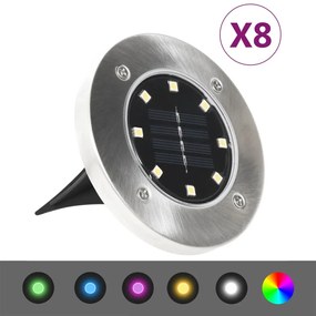 vidaXL Σποτ Ηλιακά Χωνευτά/Καρφωτά LED 8 τεμ. RGB Χρωματισμός